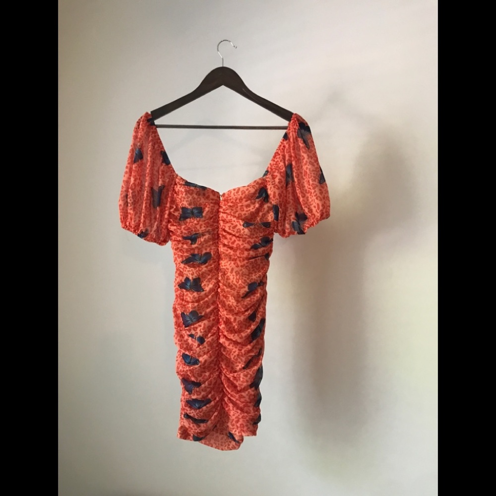 Angel Bliss Dress Orange with blue butterfly